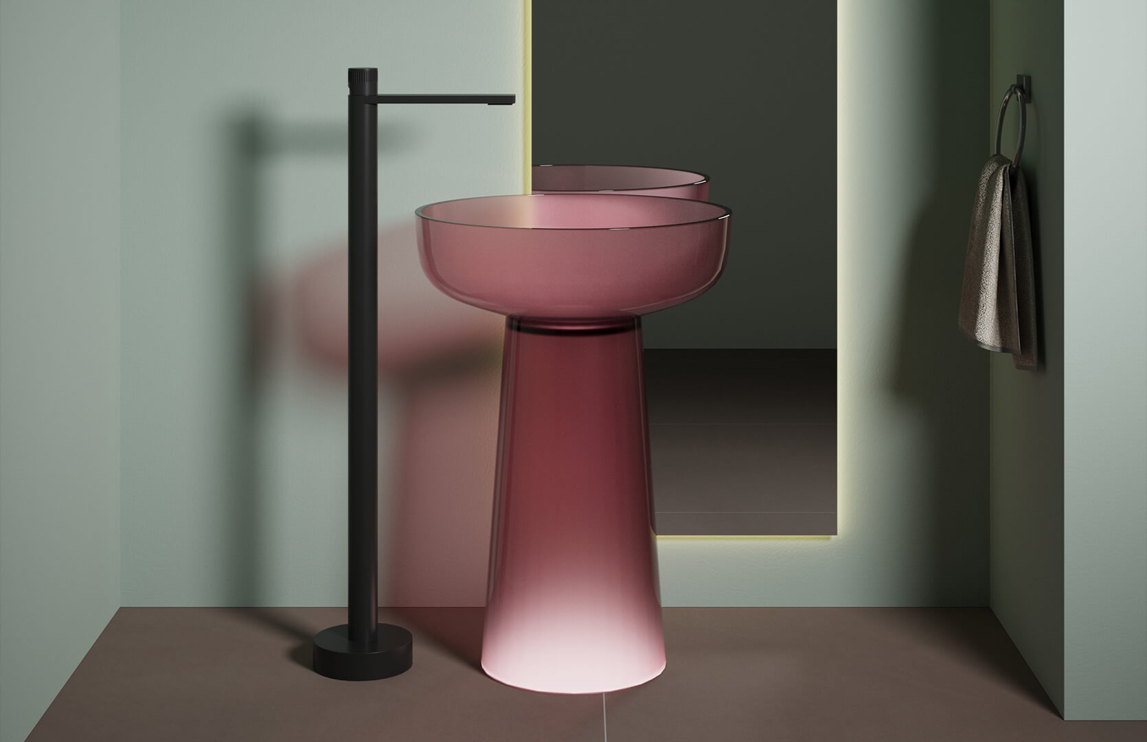 Translucent Resin Vanities Pedestal Sink_ CPG-6623 Red