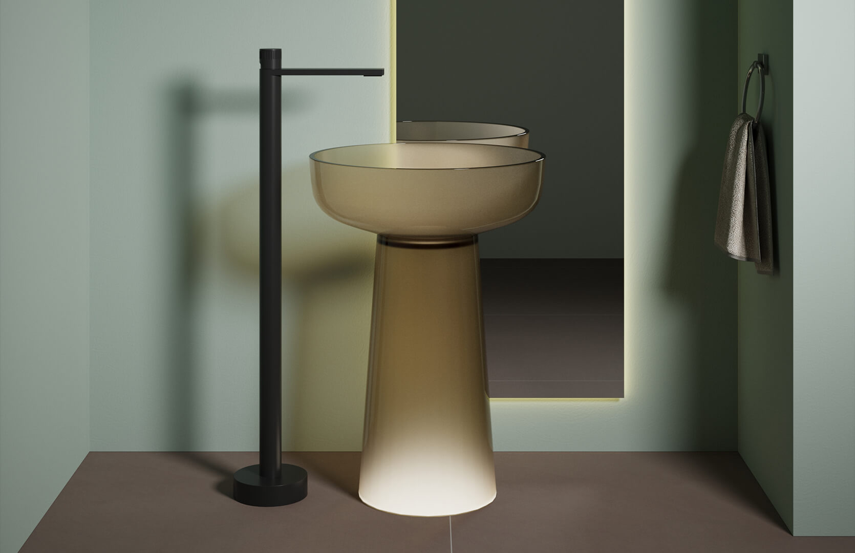Translucent Resin Vanities Pedestal Sink_ CPG-6623 Yellow